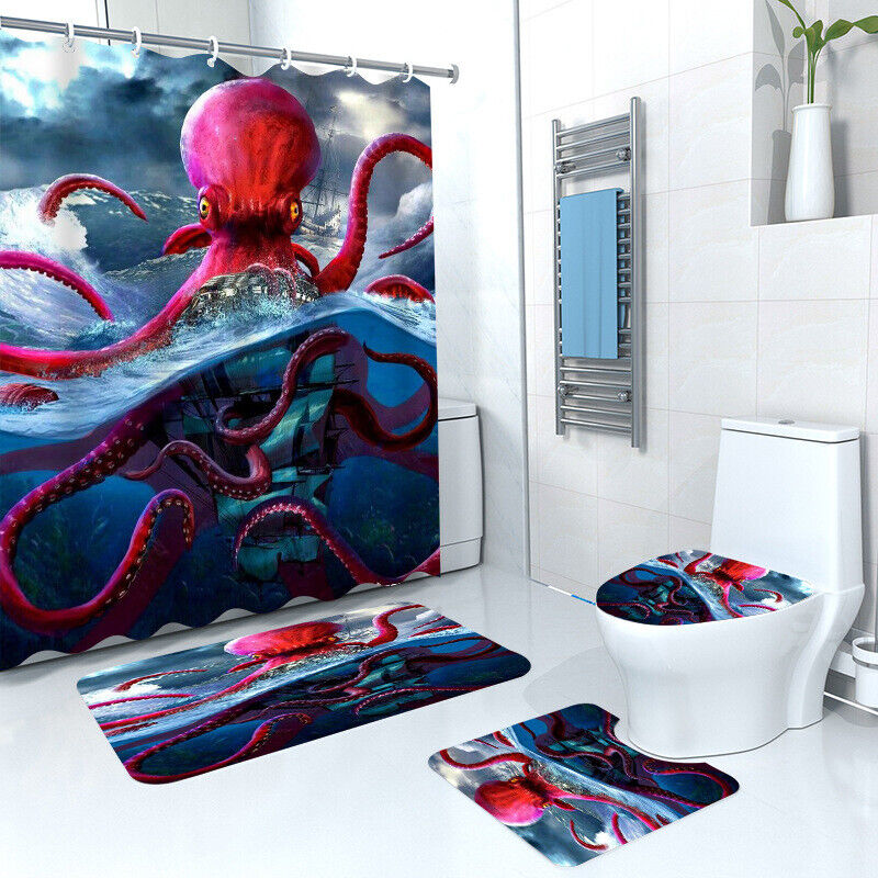 3D Ocean Octopus Boat Shower Curtain For A Nautical Bathroom Escape