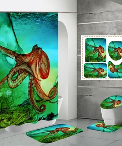 3D Ocean Octopus Print Shower Curtain For A Nautical Bathroom Escape