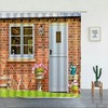 3D Outdoor Garden Fence Scenic Brick Shed Garden Shower Curtain