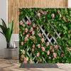3D Outdoor Garden Fence Scenic Shower Curtain with Trellis Fence and Roses
