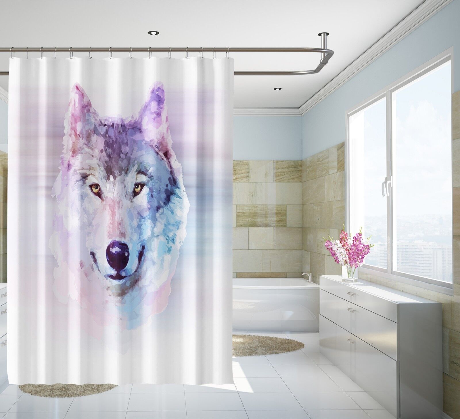 3D Painting Wolf 465 Shower Curtain Waterproof Fiber For A Wilderness Bathroom