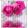 3D Pink Rose Print Shower Curtain with Blooming Flowers for Bathroom Decor