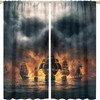 3D Pirate Ship and Sea Historic Vessel Curtains - Living Room Bedroom Window Drapes for Ocean Theme