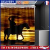 3D Print Sunset Horse Racing Shower Curtain, Waterproof Cloth Bathroom Decor, Ideal for Horse Lovers