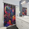 3D Printed Cosmic Garden Shower Curtain For Boho Bathroom Decor