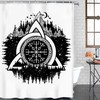 3D Printed Norse Decor Vikings Odin Rune Shower Curtain Liner, Unique Totem Art for Bathroom, Waterproof and Durable