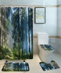 3D Rainforest Jungle Tree Print Shower Curtain For Your Bathroom