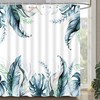 3D Scenic Blue Greek Door With Sea View Shower Curtain, Outdoor Garden Fence Design