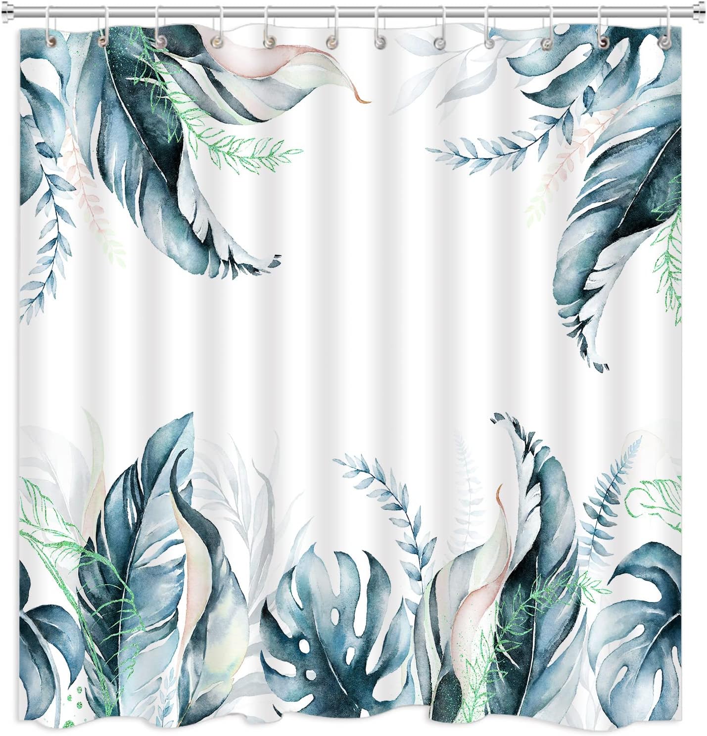 3D Scenic Blue Greek Door With Sea View Shower Curtain, Outdoor Garden Fence Design - Image 4