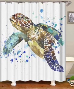 3D Sea Turtle Shower Curtain for Immersive Bathroom Experience