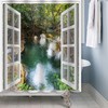 3D Spring Rainforest Nature Window Opening Shower Curtain With Waterfall Scenery