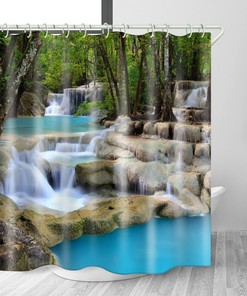 3D Stream Waterfall Shower Curtain- Bathtub and Waterproof Washable Fabric Shower Curtain for Your Bathroom Decor