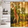 3D Tree Giraffe Shower Curtain With Waterproof Fiber For A Nature-Inspired Bathroom