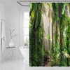 3D Tropical Forest Waterproof Shower Curtain For Bathroom Windows And Toilets