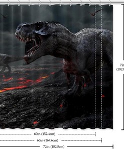3D Tyrannosaurus Rex Dinosaur Shower Curtain for a Prehistoric Bathroom
