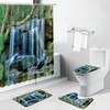 3D Waterfall Forest Jungle Nature Scenery Shower Curtain Bathroom Set