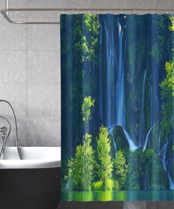 3D Waterfall Lake 1 Ducha Cortina De Fibra Impermeable Ba±O