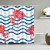 3D Wavy Stripes Animal Print Flamingo Shower Curtain For A Tropical Bathroom