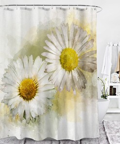 3D Wild Chrysanthemum Flower Floral Print Bathroom Shower Curtain With A Bold And Bright Design