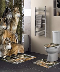 3D Wolves Cool Animal Design Bathroom Waterproof Shower Curtain by InvisibleWings