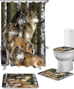 3D Wolves Cool Animal Design Bathroom Waterproof Shower Curtain by InvisibleWings