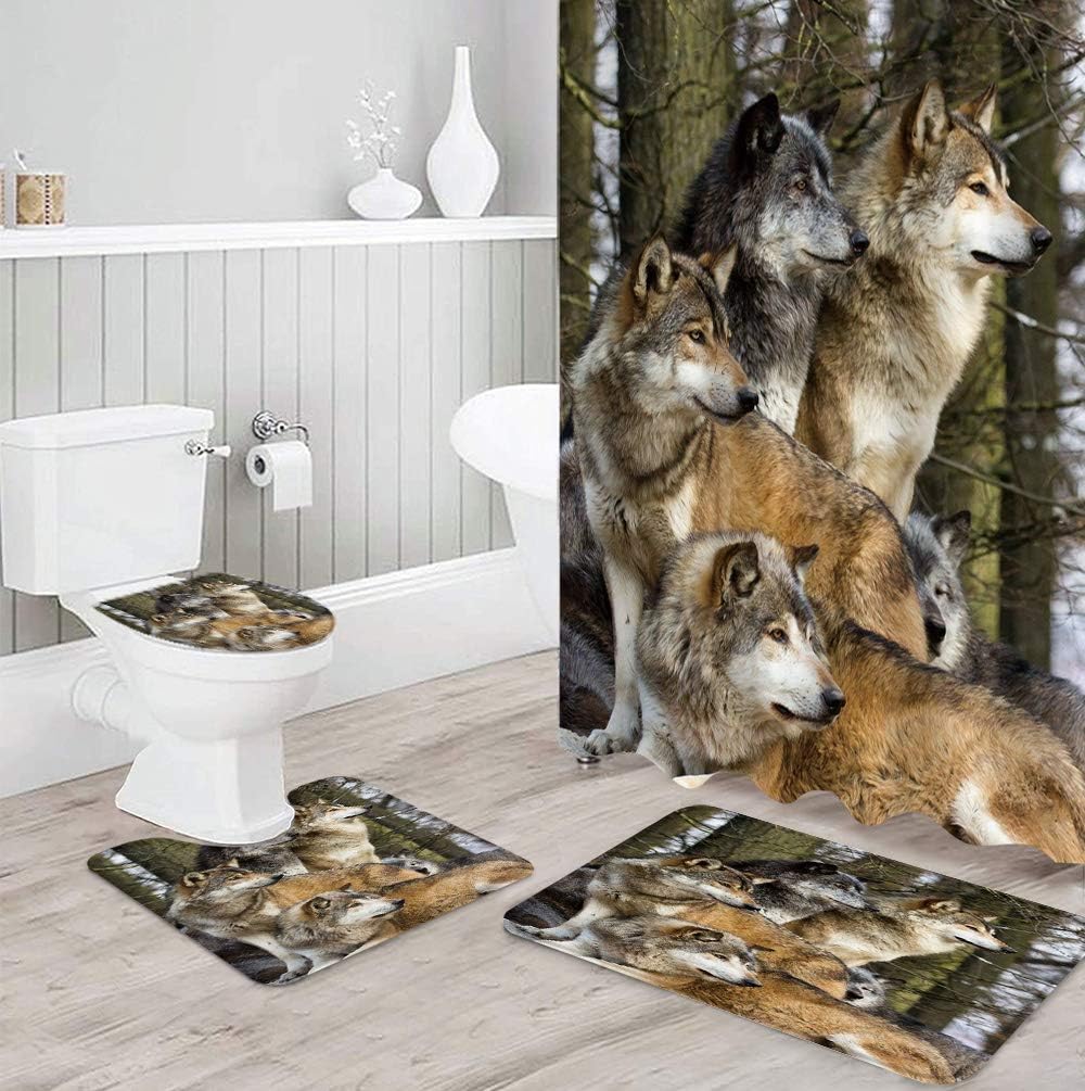 3D Wolves Cool Animal Design Bathroom Waterproof Shower Curtain by InvisibleWings