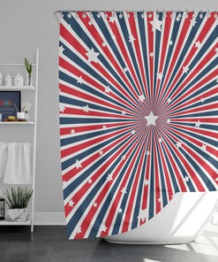 4Th July Usa America Stars Flag Shower Curtains Set For Patriotic Bathroom Decor And Celebrations