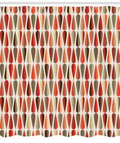 70S Retro Style Print Geometric Pattern Shower Curtain For Bathroom Decor