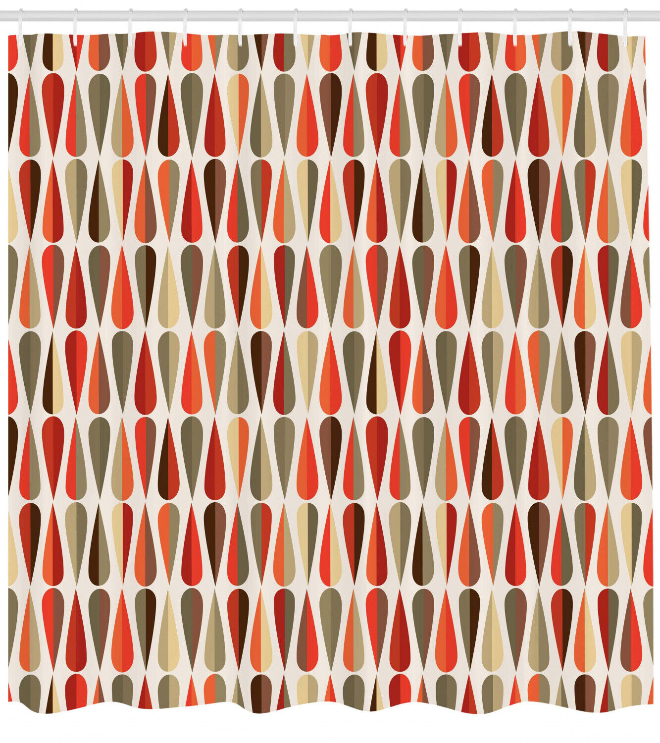 70S Retro Style Print Geometric Pattern Shower Curtain For Bathroom Decor