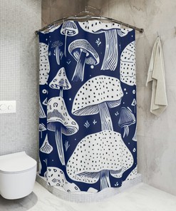 90s Retro Mushroom Hearts Flowers Personalized Shower Curtain, Unique Aesthetic Spring Dorm Decor