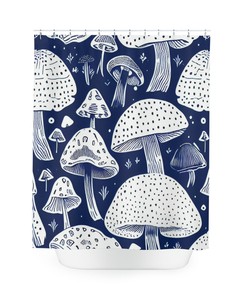 90s Retro Mushroom Hearts Flowers Personalized Shower Curtain, Unique Aesthetic Spring Dorm Decor