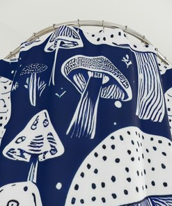 90s Retro Mushroom Hearts Flowers Personalized Shower Curtain, Unique Aesthetic Spring Dorm Decor