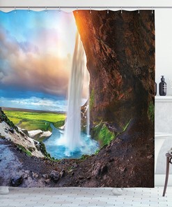 A Circle Rustic Doorway And Gate Opening Of A National Park Japanese Shower Curtain