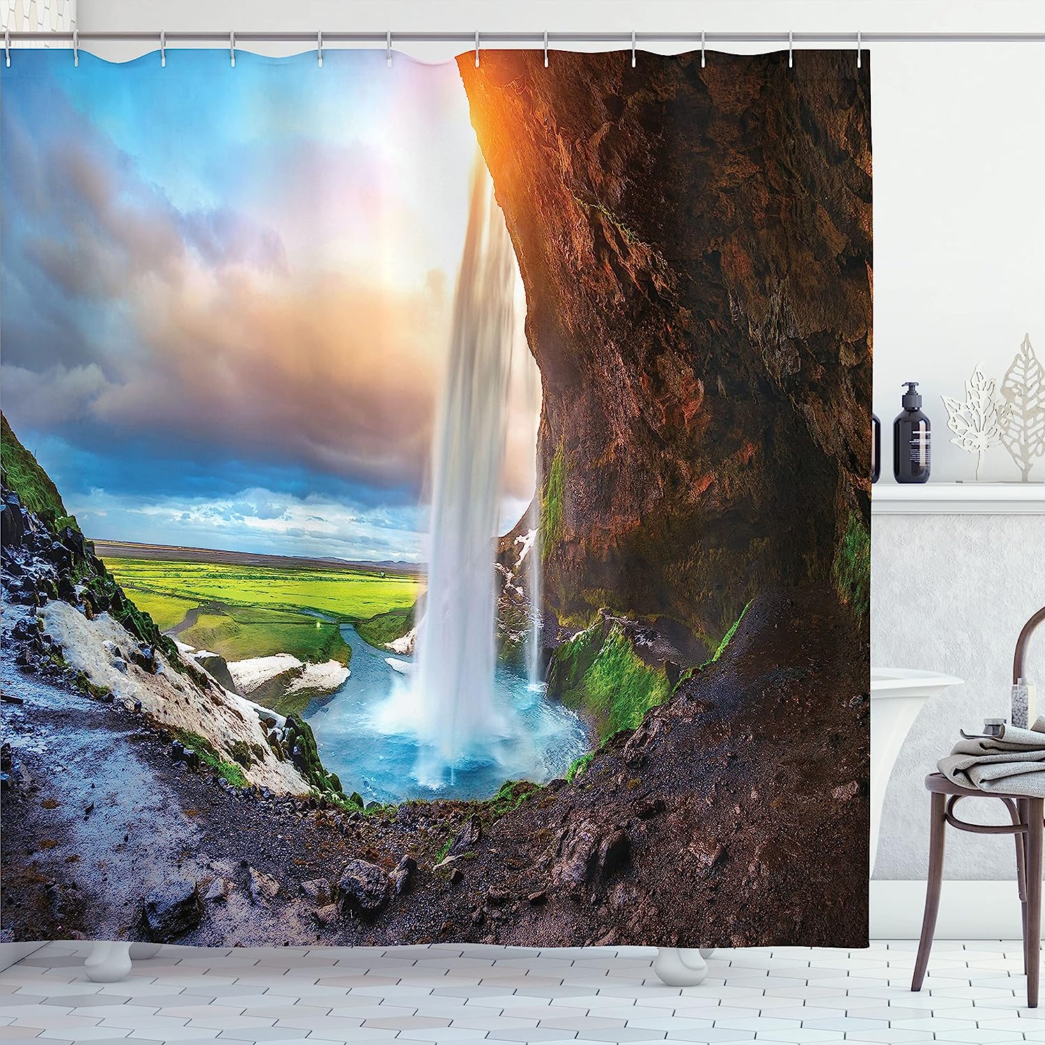 A Circle Rustic Doorway And Gate Opening Of A National Park Japanese Shower Curtain