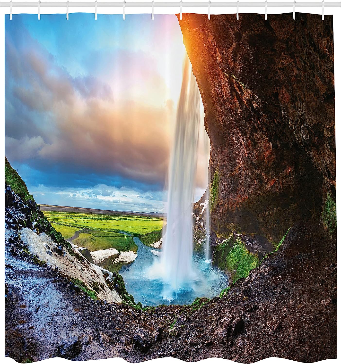 A Circle Rustic Doorway And Gate Opening Of A National Park Japanese Shower Curtain - Image 2
