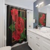 A Stunning and Elegant Roses in Gold Frame Black Shower Curtain