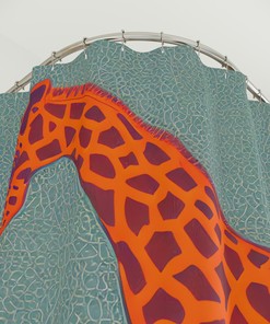 AI Art Design Print Giraffe Orange Shower Curtain for Kids