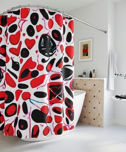 AI Art Print Hearts Shower Curtain | Modern Bathroom Decor Love Art for Valentines