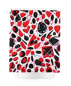 AI Art Print Hearts Shower Curtain | Modern Bathroom Decor Love Art for Valentines