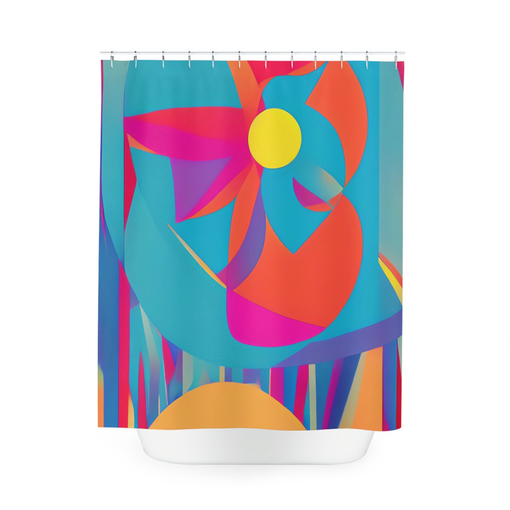 Abstract Ai Art Print Boho Floral Shower Curtain For Modern Bathroom Decor - Image 2