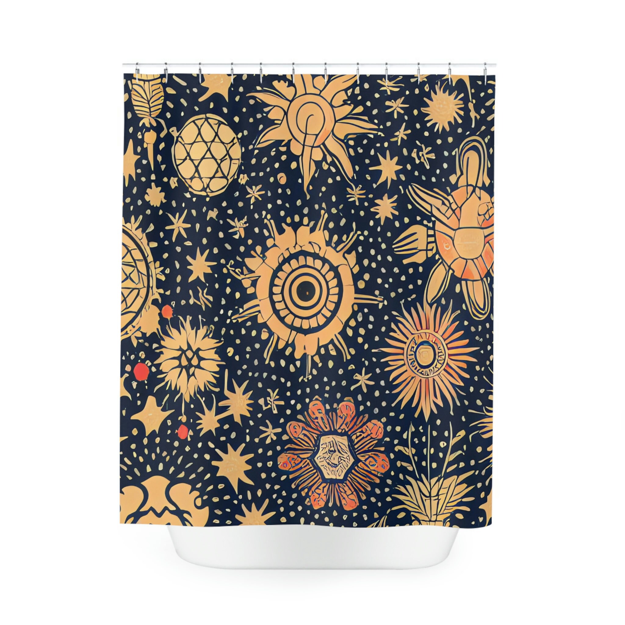 Abstract Ai Art Print Boho Flower Shower Curtain For Modern Bathroom Decor - Image 2