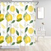 Abstract Allover Fruits Green Leaves Shower Curtain For Summer Vibe Bathroom Decor