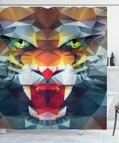 Abstract Animal Print Tiger Shower Curtain for Artistic Bathroom Decor