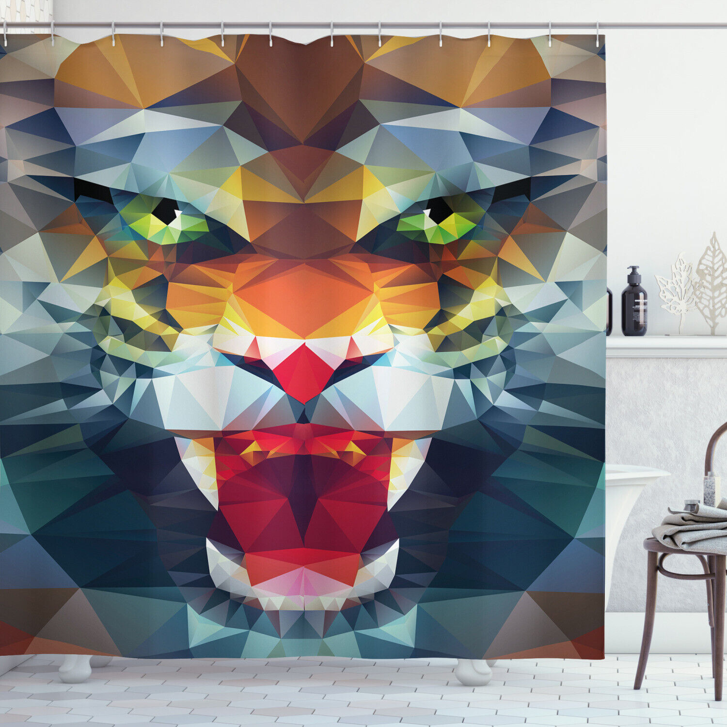 Abstract Animal Print Tiger Shower Curtain for Artistic Bathroom Decor