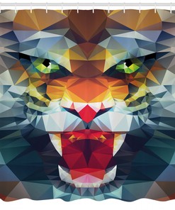Abstract Animal Print Tiger Shower Curtain for Artistic Bathroom Decor