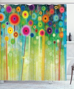 Abstract Art Dandelion Floral Shower Curtain, Adds An Artistic Touch To Your Bathroom