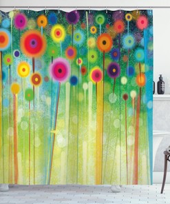 Abstract Art Dandelion Floral Shower Curtain, Adds An Artistic Touch To Your Bathroom