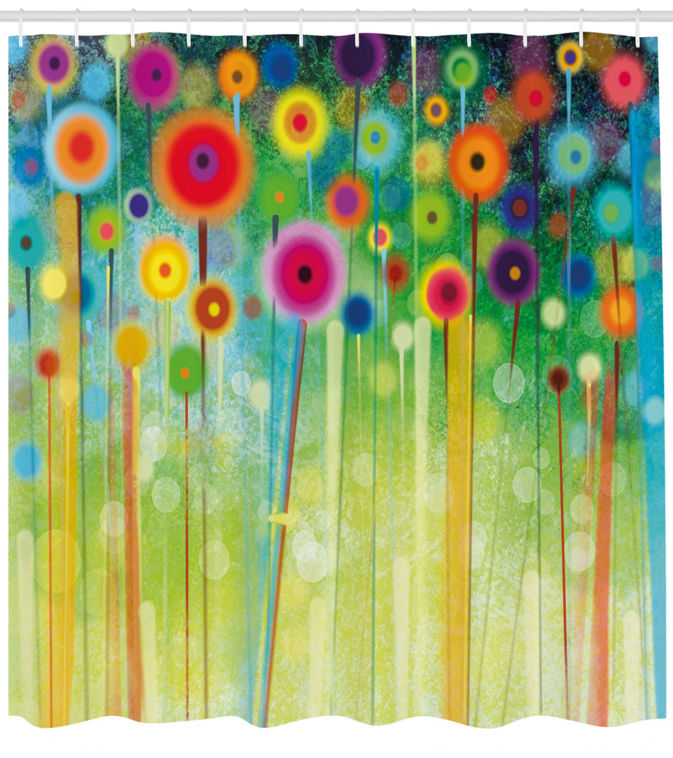 Abstract Art Dandelion Floral Shower Curtain, Adds An Artistic Touch To Your Bathroom