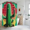 Abstract Art Design With Cactus & Flowers Shower Curtain Ai Art Print - Perfect For Modern Bathroom Decor