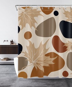Abstract Art Geometric Pattern Plant Leaf Shower Curtain For Bathroom